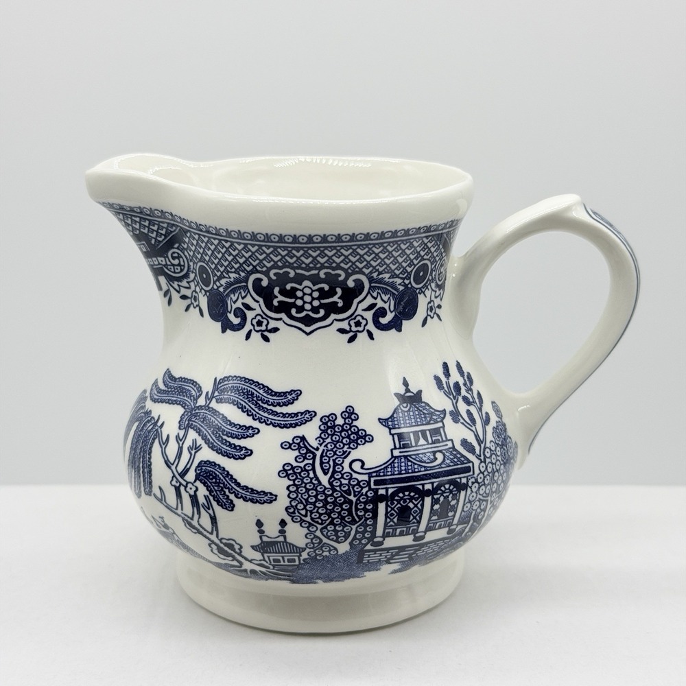 Churchill England Blue Willow Creamer Pitcher Georgian Shape 4" Vintage Granny